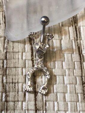 CLEAR GEM FROG DANGLE BELLY BUTTON RING NAVEL RING PIERCING NEW 14G